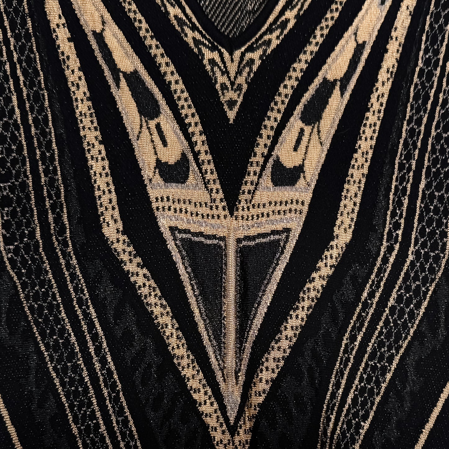 Just Cavalli Black Bronze Jacquard Fit Flare Dress Large ~ AU10