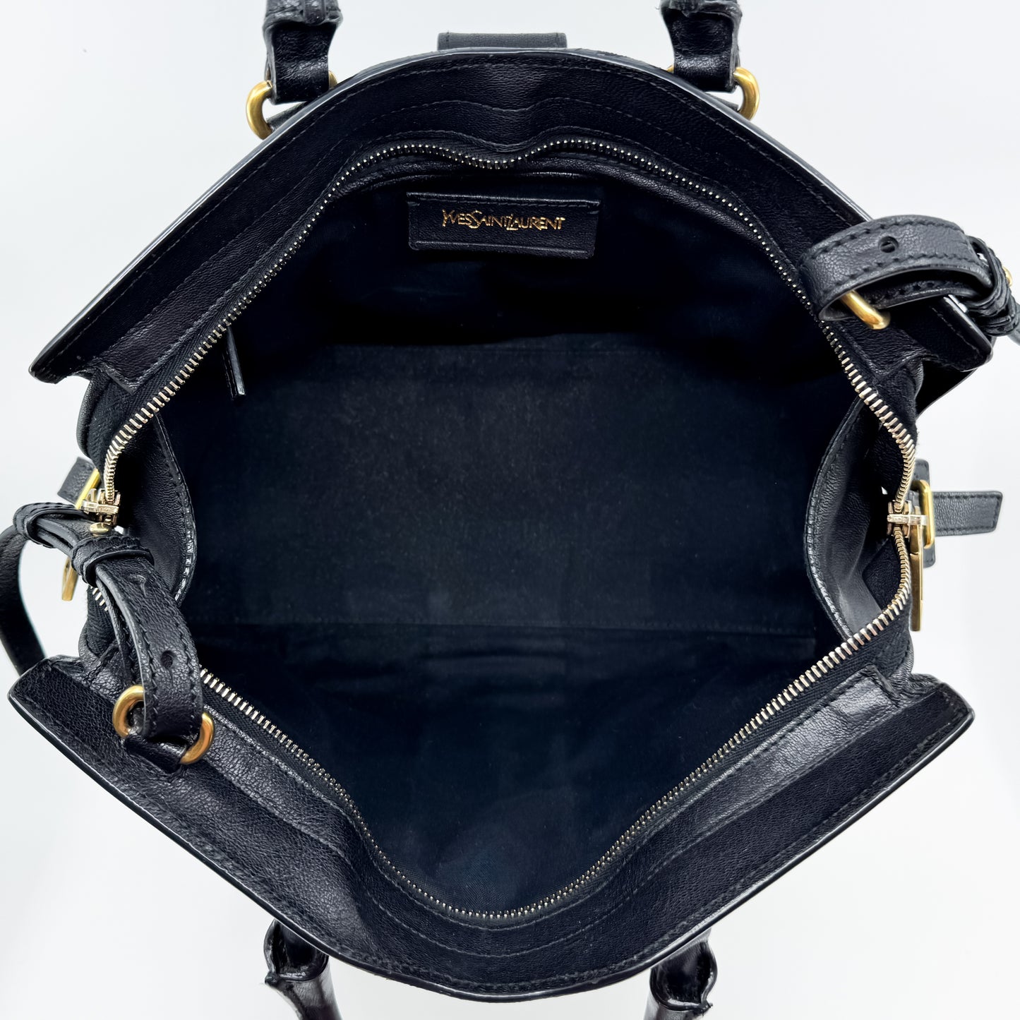 Yves Saint Laurent Black Leather Petite Small Cabas ChYc Y Tote Bag