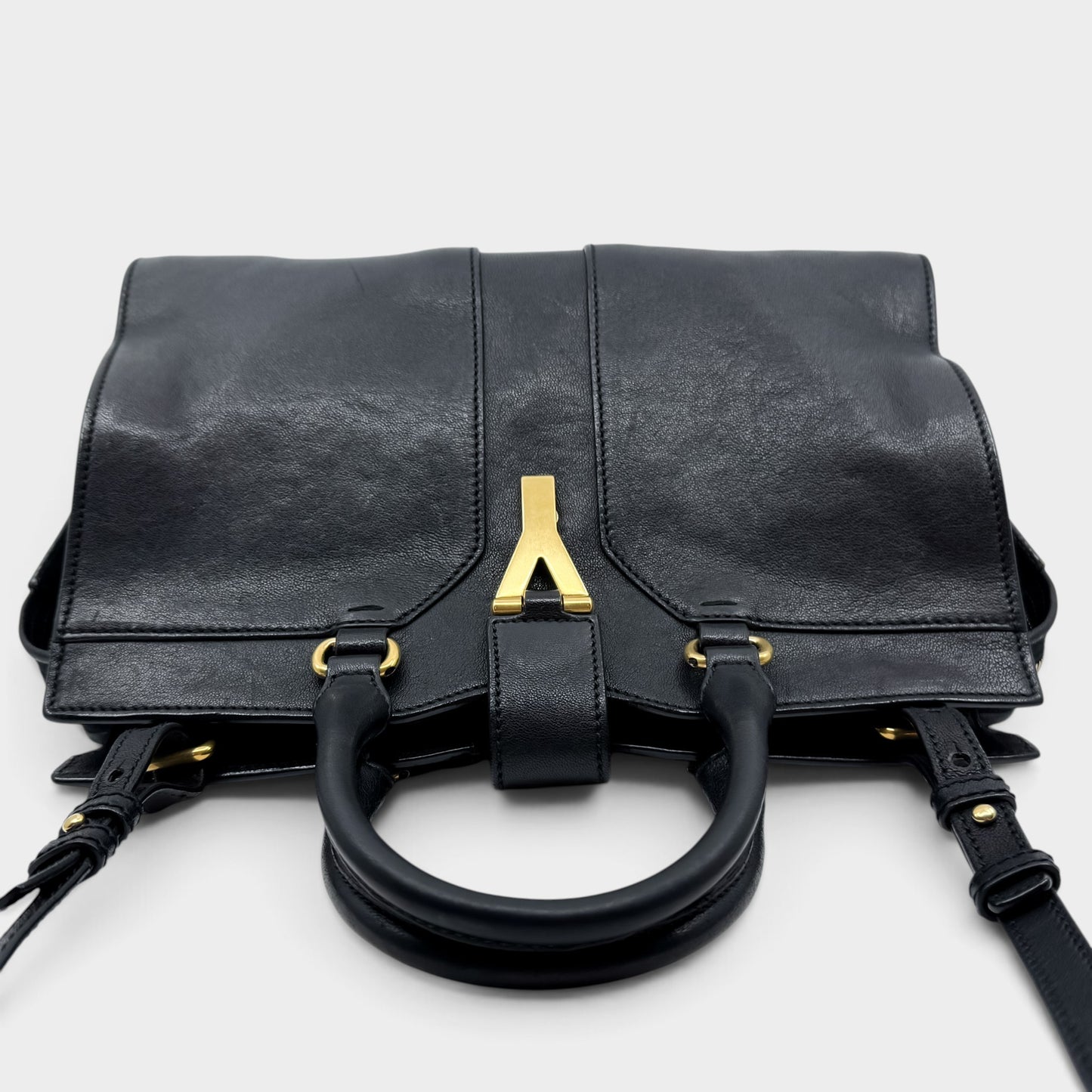 Yves Saint Laurent Black Leather Petite Small Cabas ChYc Y Tote Bag