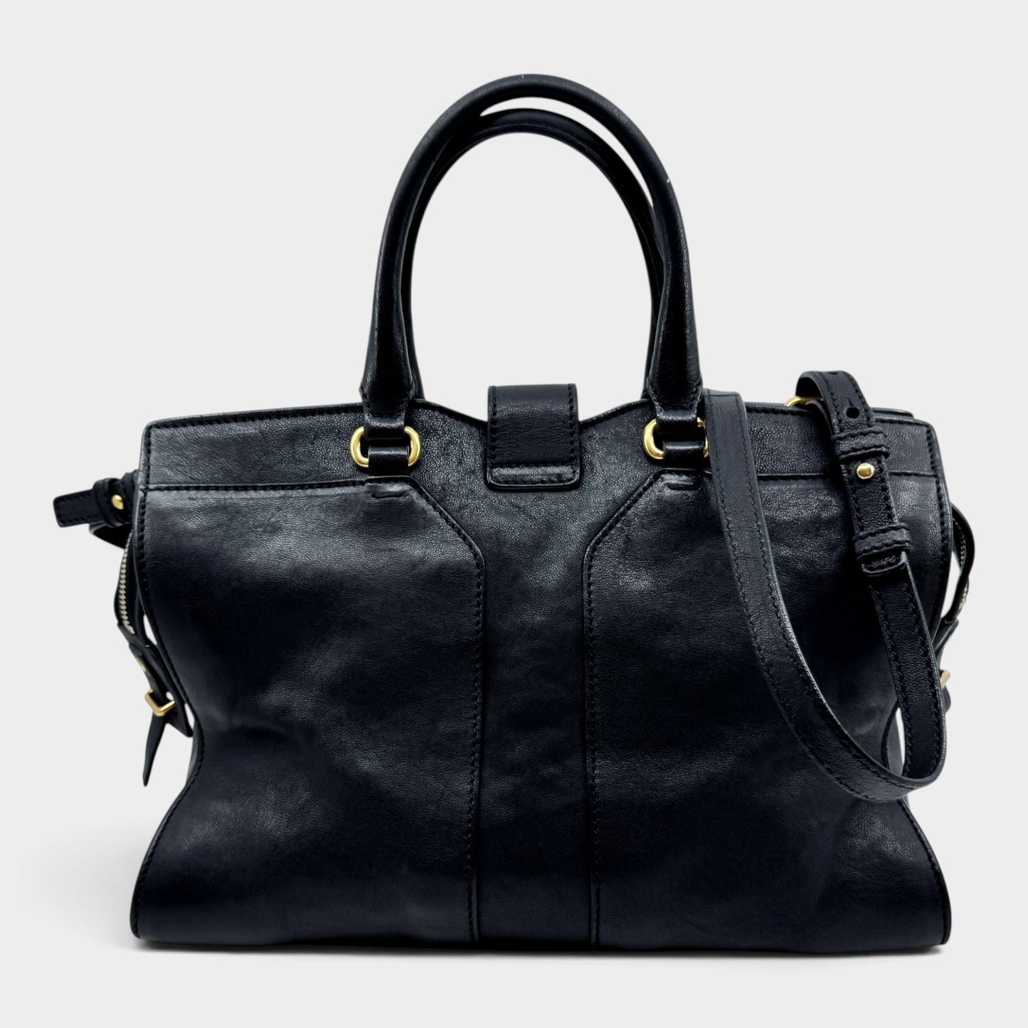Yves Saint Laurent Black Leather Petite Small Cabas ChYc Y Tote Bag