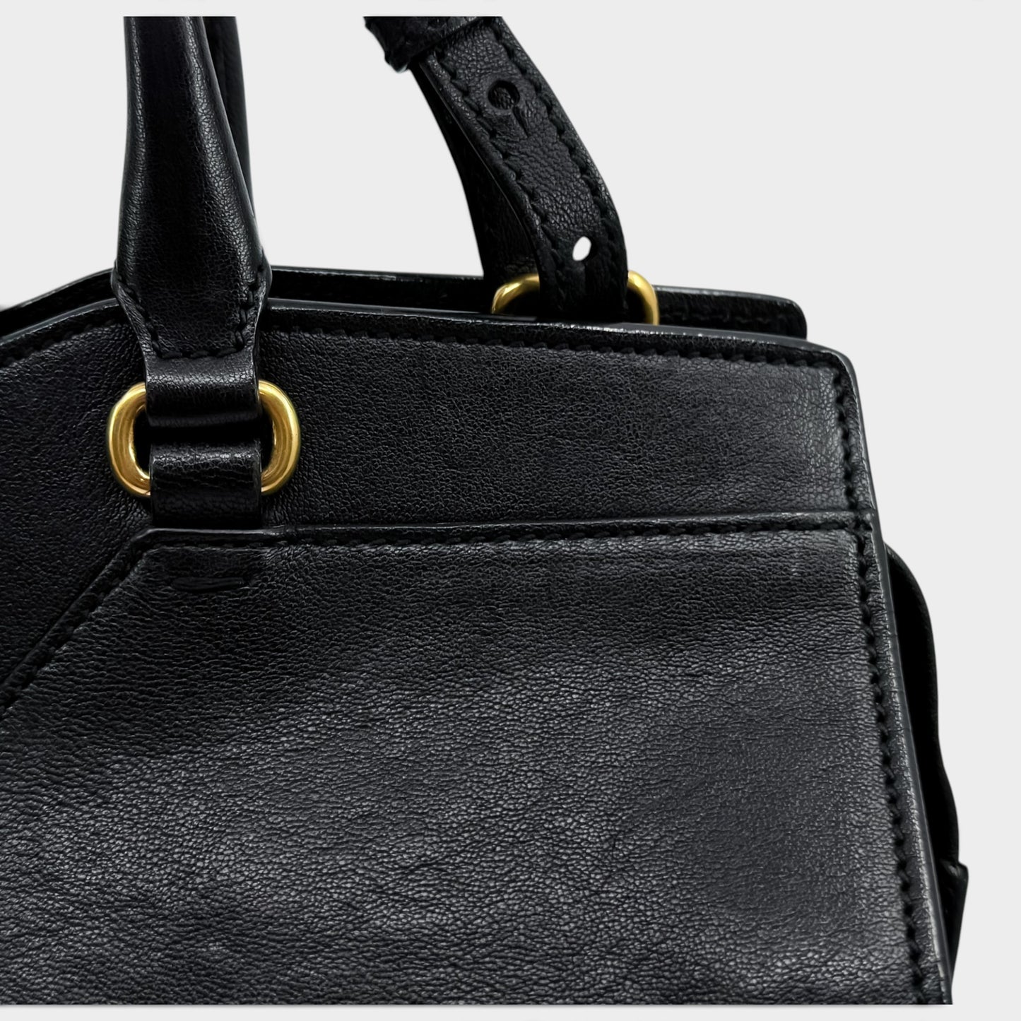 Yves Saint Laurent Black Leather Petite Small Cabas ChYc Y Tote Bag