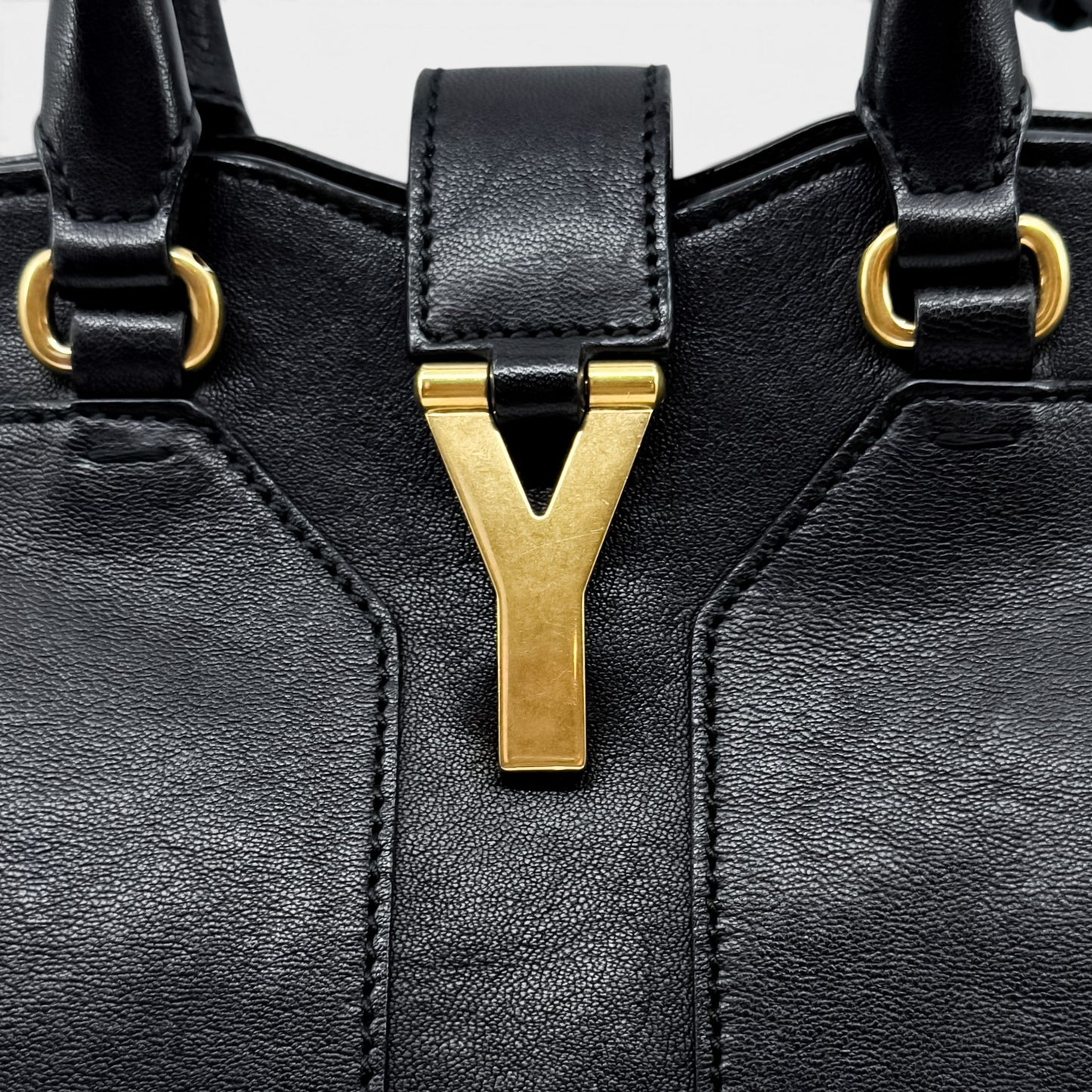 Yves Saint Laurent Black Leather Petite Small Cabas ChYc Y Tote Bag