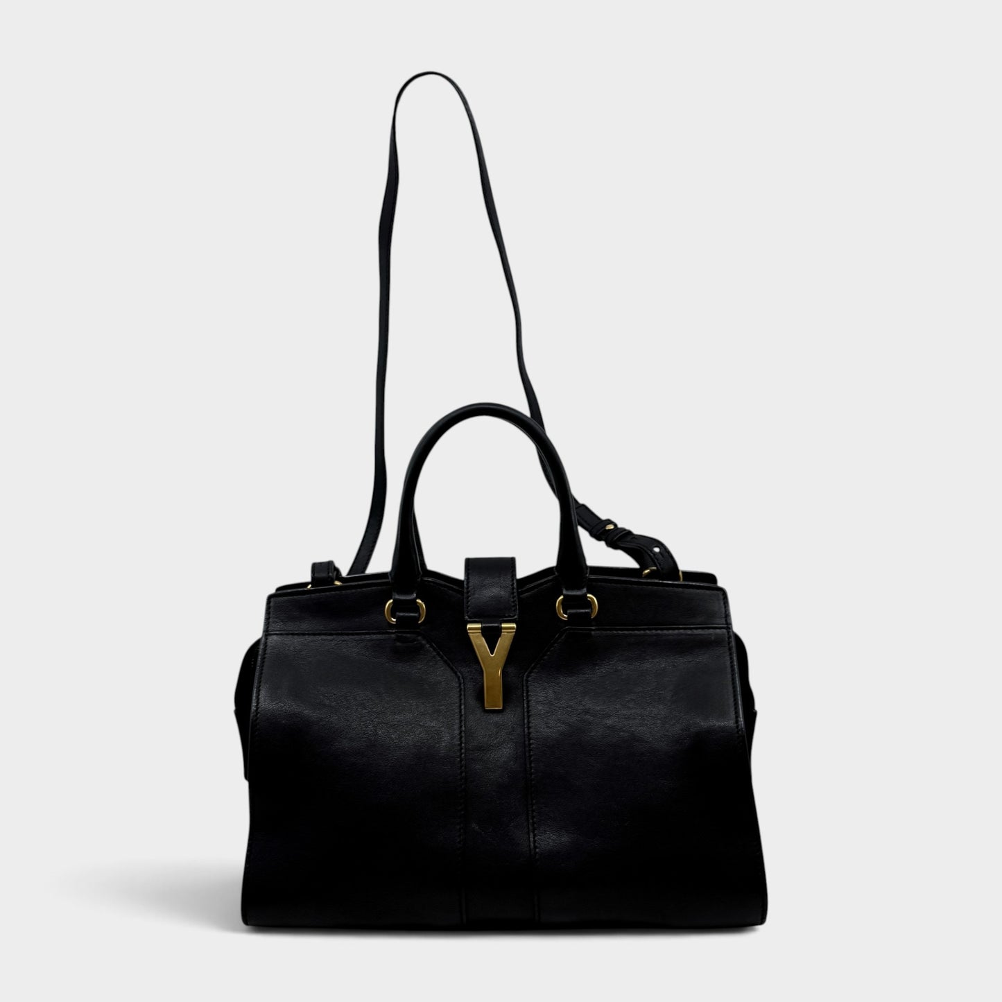 Yves Saint Laurent Black Leather Petite Small Cabas ChYc Y Tote Bag