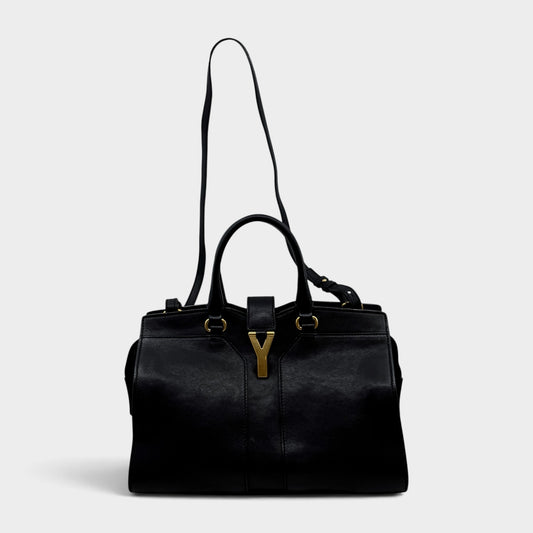 Yves Saint Laurent Black Leather Petite Small Cabas ChYc Y Tote Bag