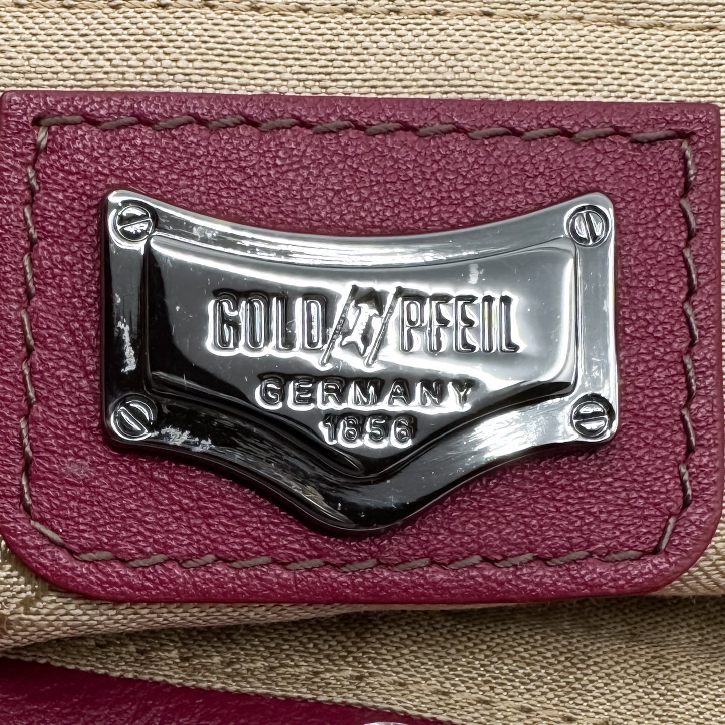 Goldpfeil Raspberry Red Leather Tote Satchel Bag
