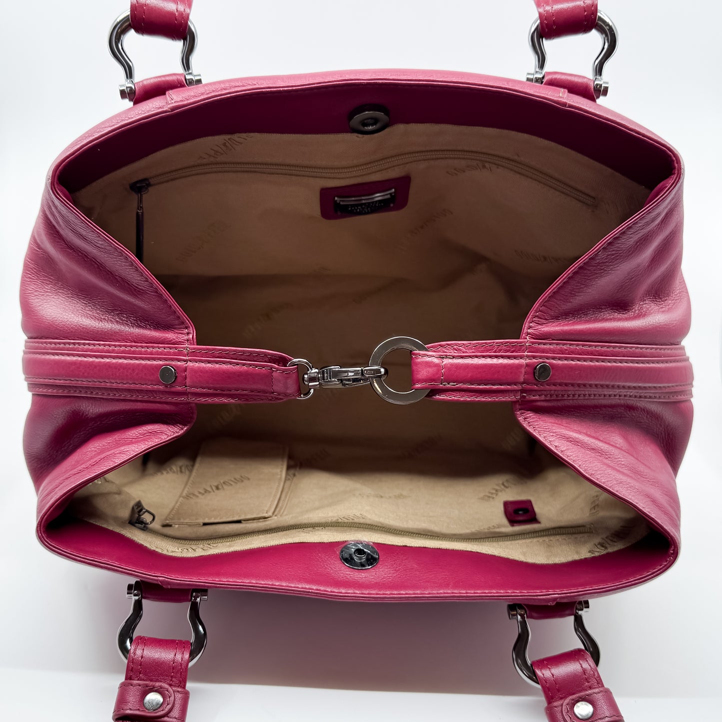 Goldpfeil Raspberry Red Leather Tote Satchel Bag