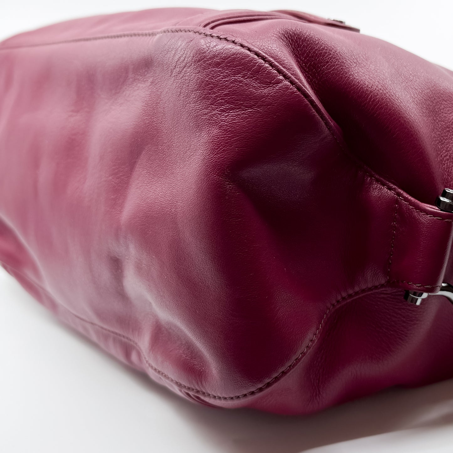 Goldpfeil Raspberry Red Leather Tote Satchel Bag