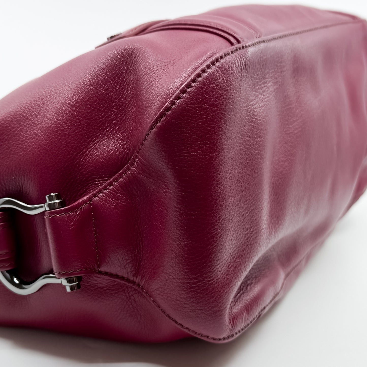Goldpfeil Raspberry Red Leather Tote Satchel Bag