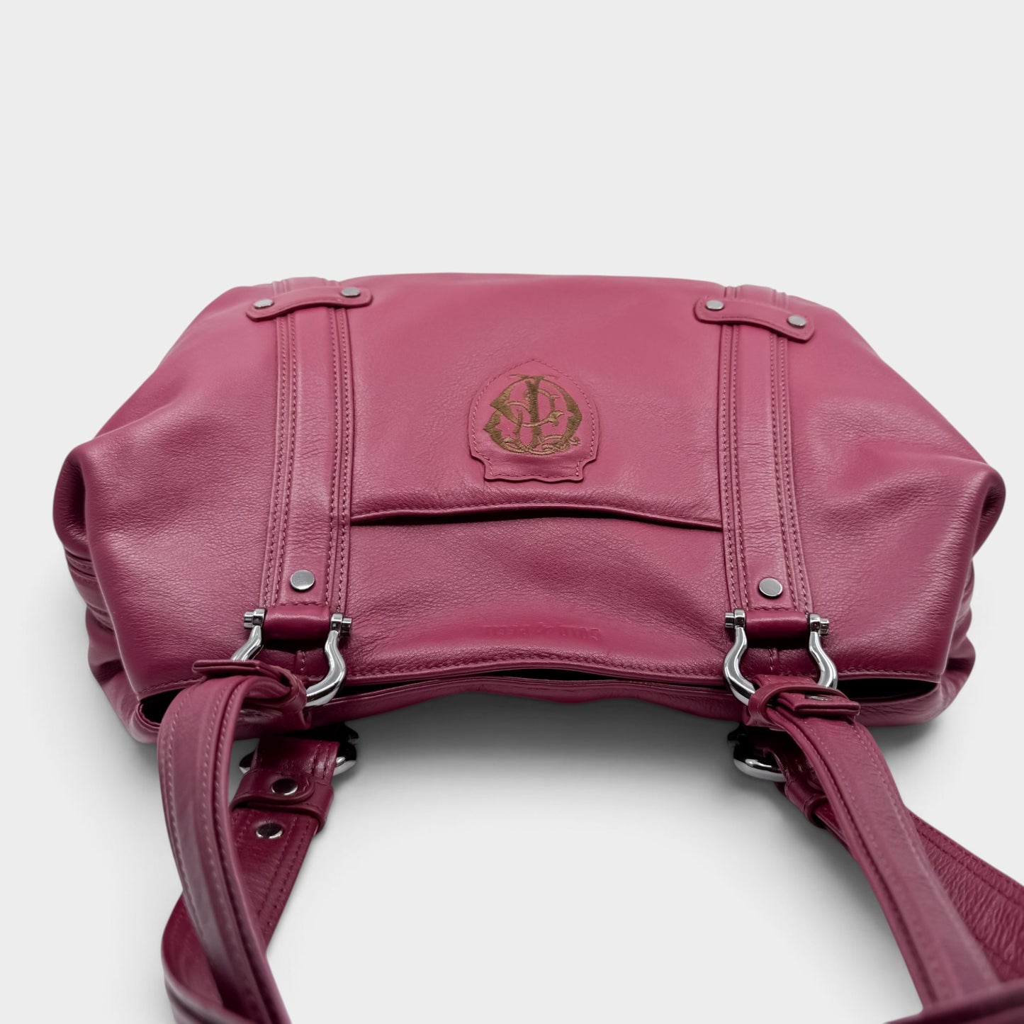 Goldpfeil Raspberry Red Leather Tote Satchel Bag