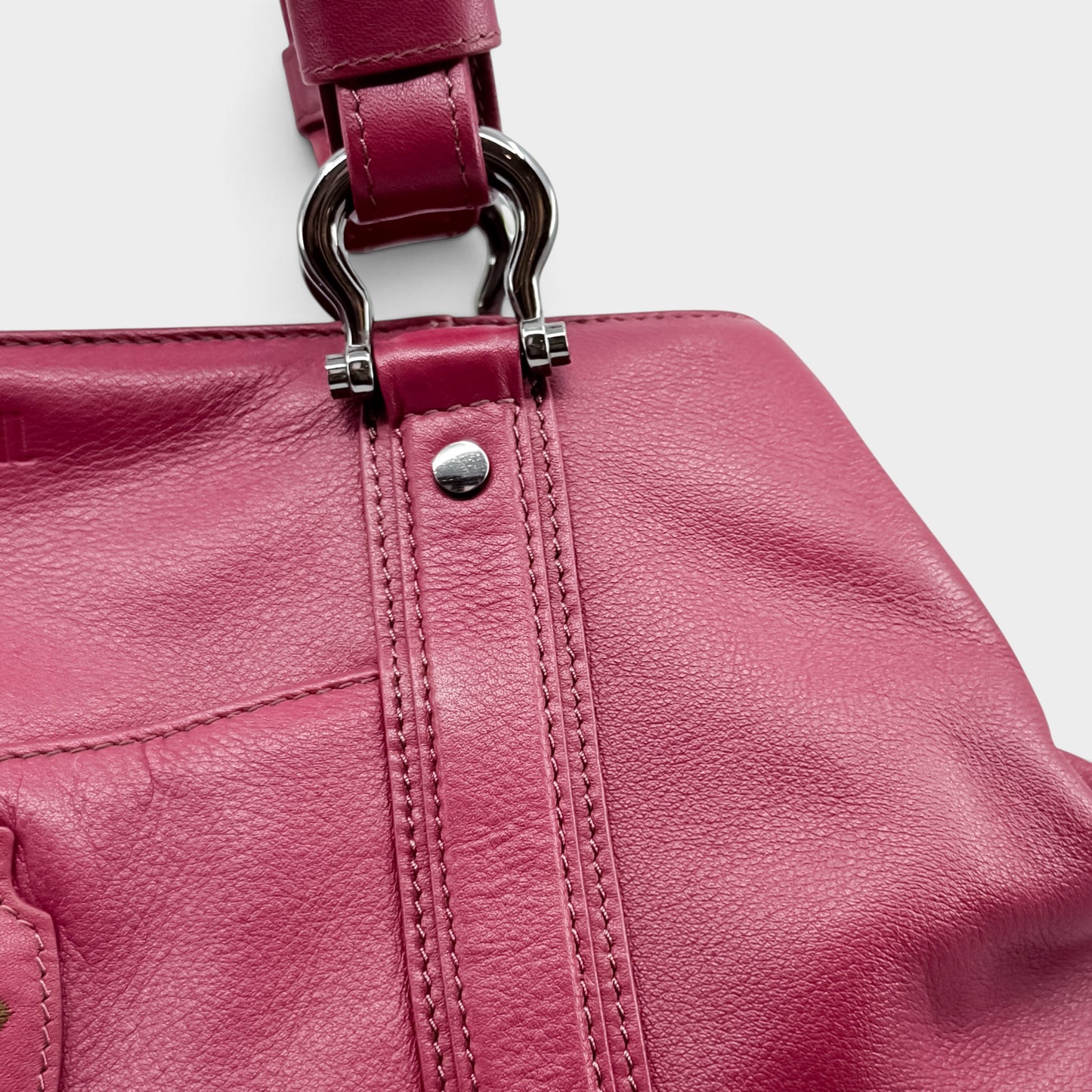 Goldpfeil Raspberry Red Leather Tote Satchel Bag