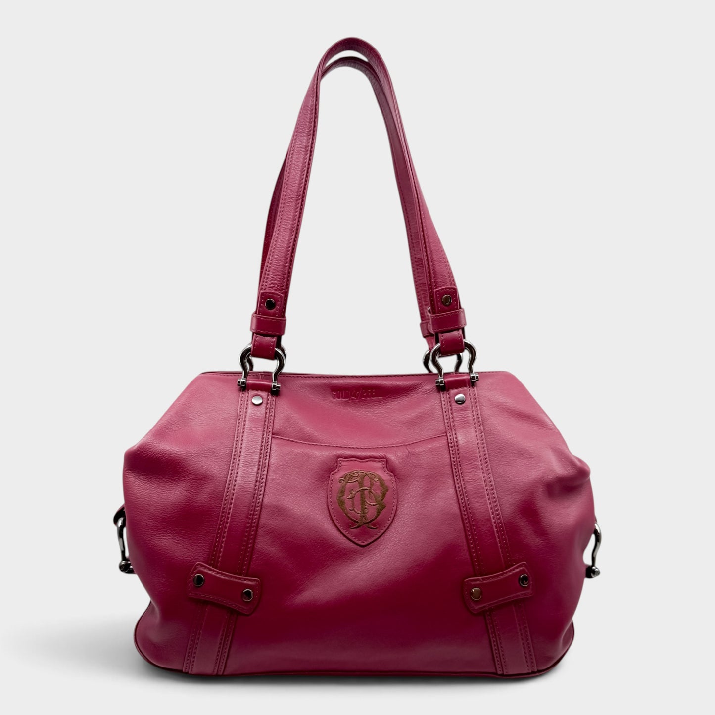 Goldpfeil Raspberry Red Leather Tote Satchel Bag