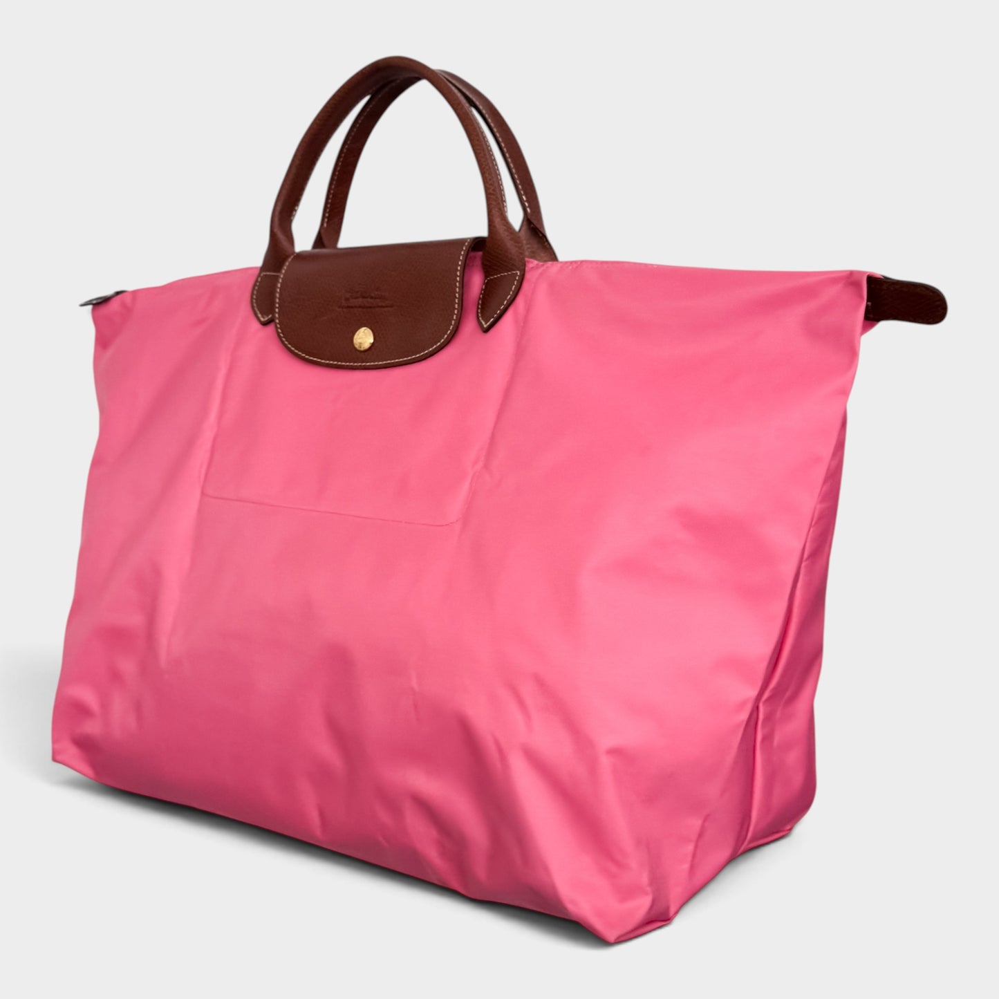 Longchamp Le Pliage Type L Bubblegum Pink Nylon Leather Travel Bag