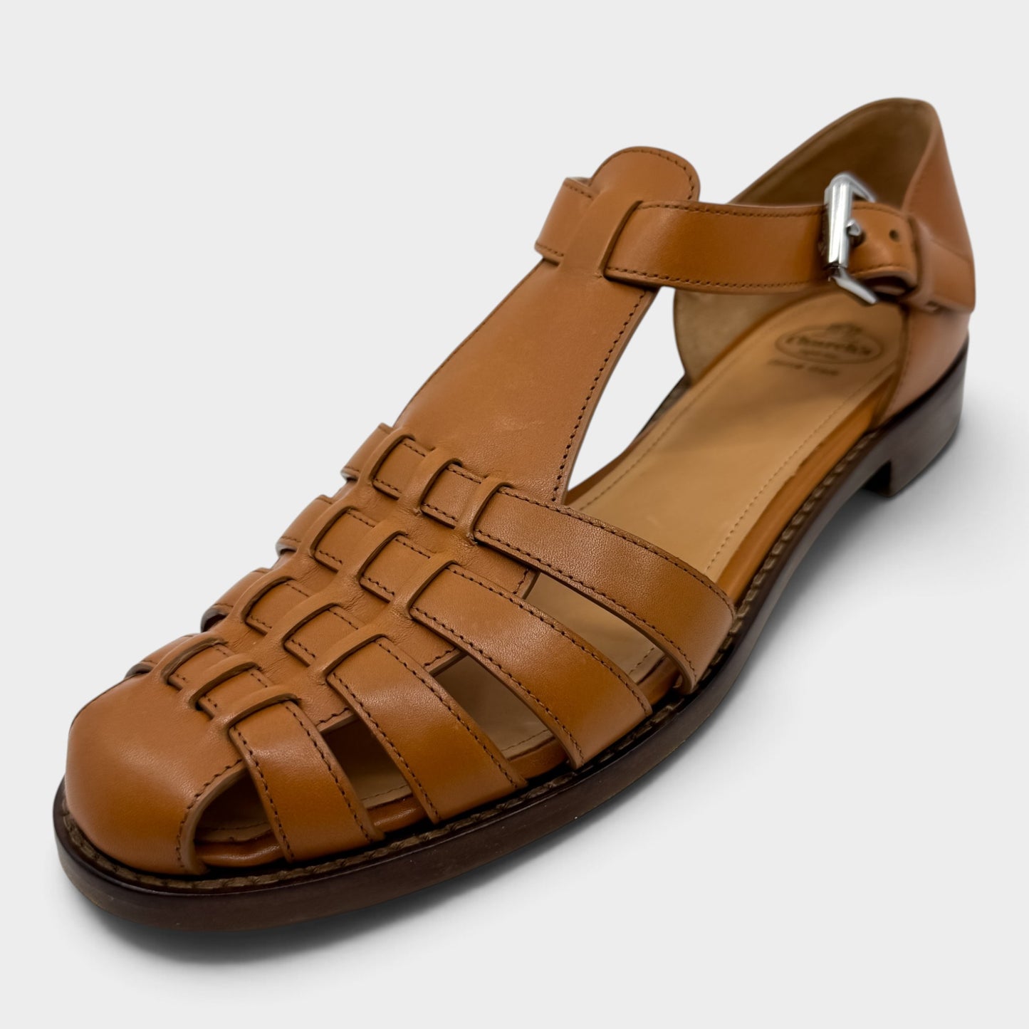 Church's England Tan Woven Leather Kelsey Flat Sandals Shoes EU38.5 ~ AU7.5 [NEW]