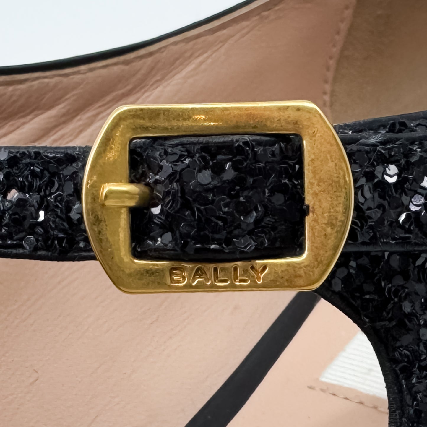 Bally Ballyrina Black Glitter Mary Jane Shoes Flat EU38.5 ~ AU7.5