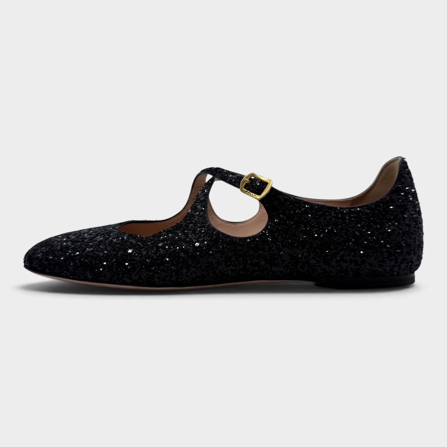 Bally Ballyrina Black Glitter Mary Jane Shoes Flat EU38.5 ~ AU7.5