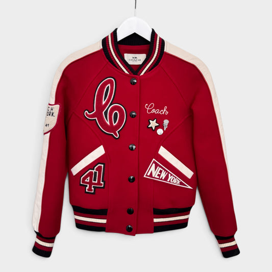 Coach Red Wool & Leather New York Varsity Jacket XS ~ Small ~ AU8