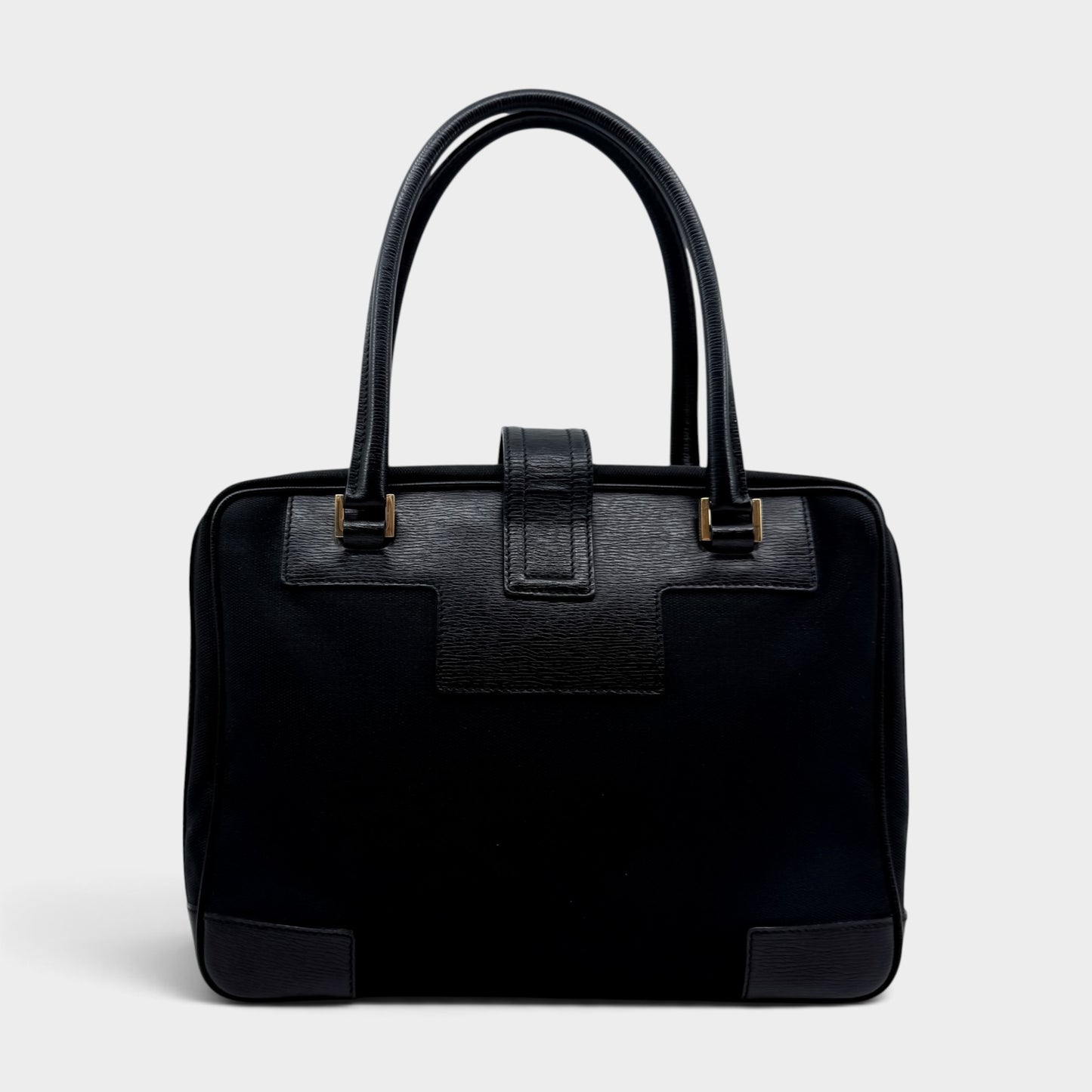 Gucci Y2K Black Canvas & Leather Handbag [Vintage Tom Ford Era]