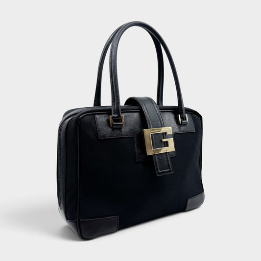 Gucci Y2K Black Canvas & Leather Handbag [Vintage Tom Ford Era]