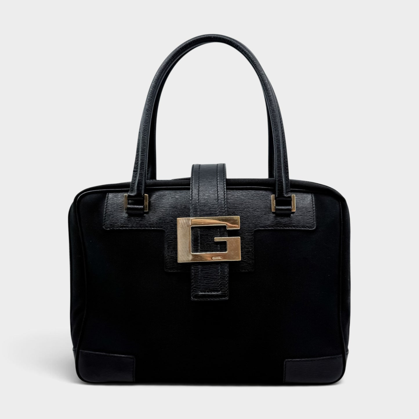 Gucci Y2K Black Canvas & Leather Handbag [Vintage Tom Ford Era]