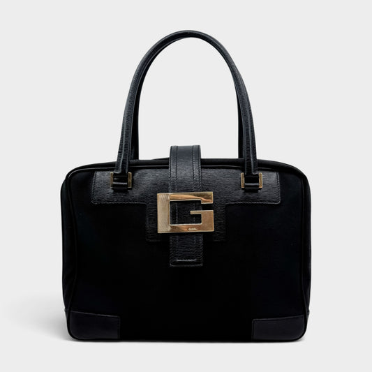 Gucci Y2K Black Canvas & Leather Handbag [Vintage Tom Ford Era]