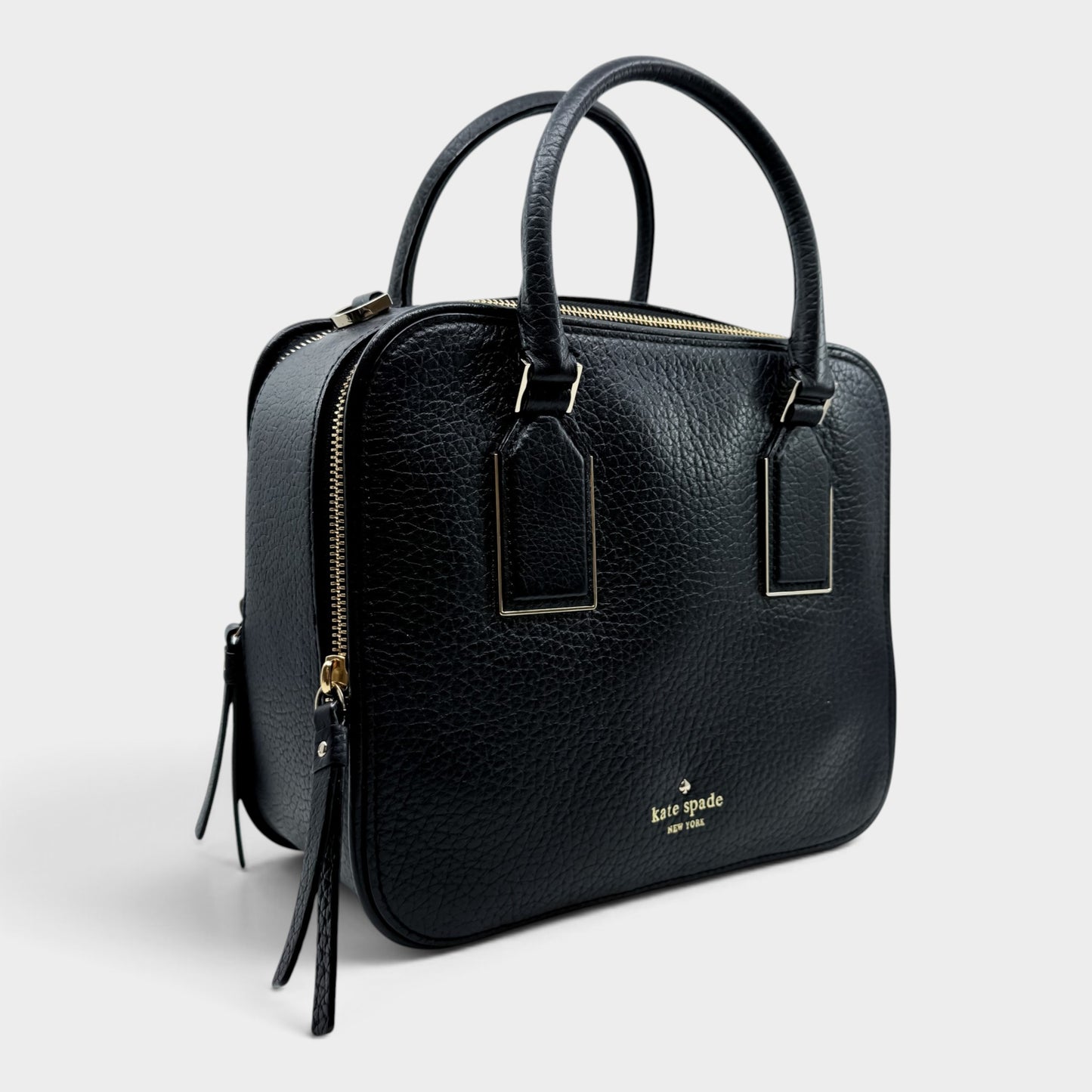 Kate Spade Black Grained Leather Cecil Court Elia Satchel Bag