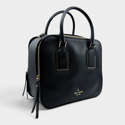 Kate Spade Black Grained Leather Cecil Court Elia Satchel Bag