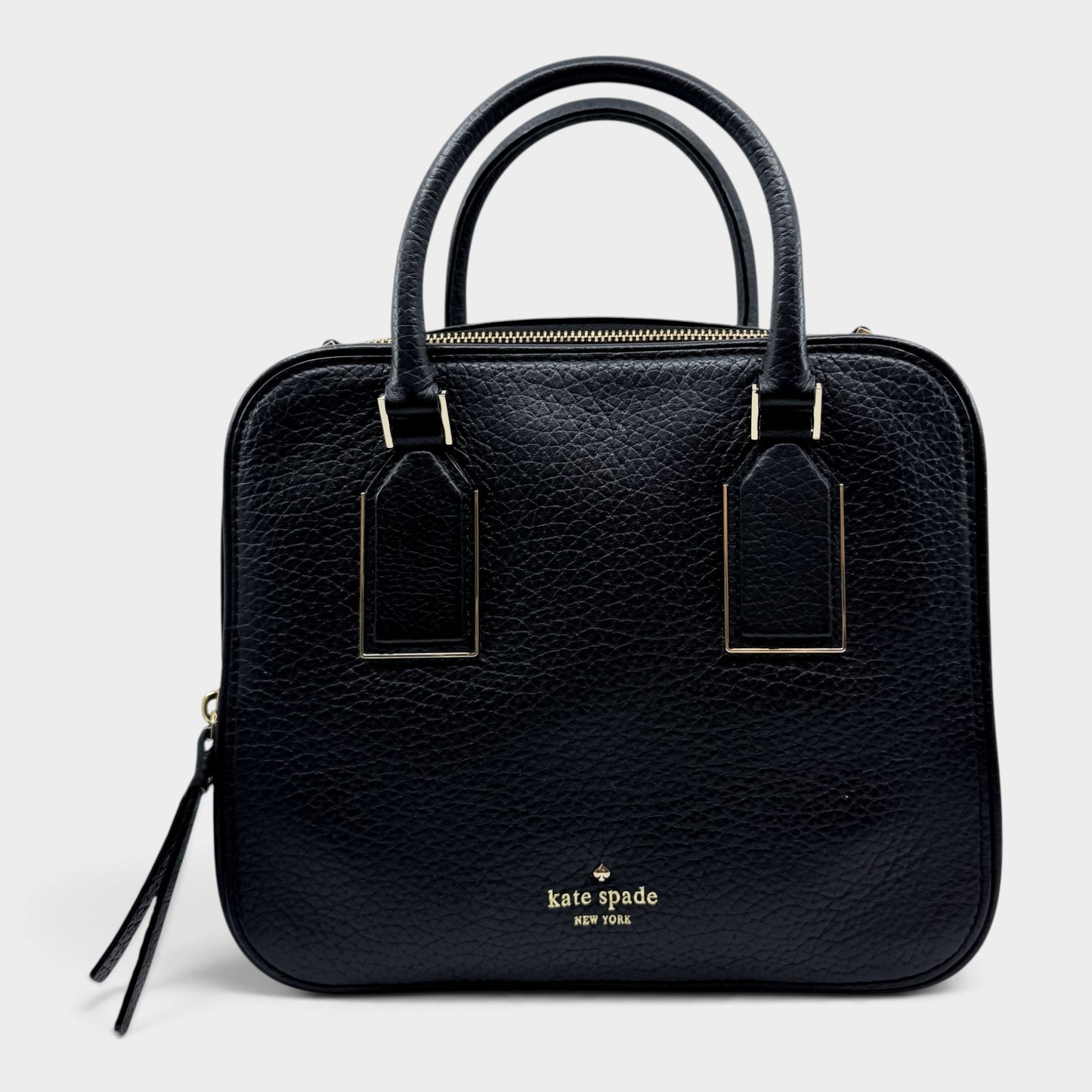 Kate Spade Black Grained Leather Cecil Court Elia Satchel Bag