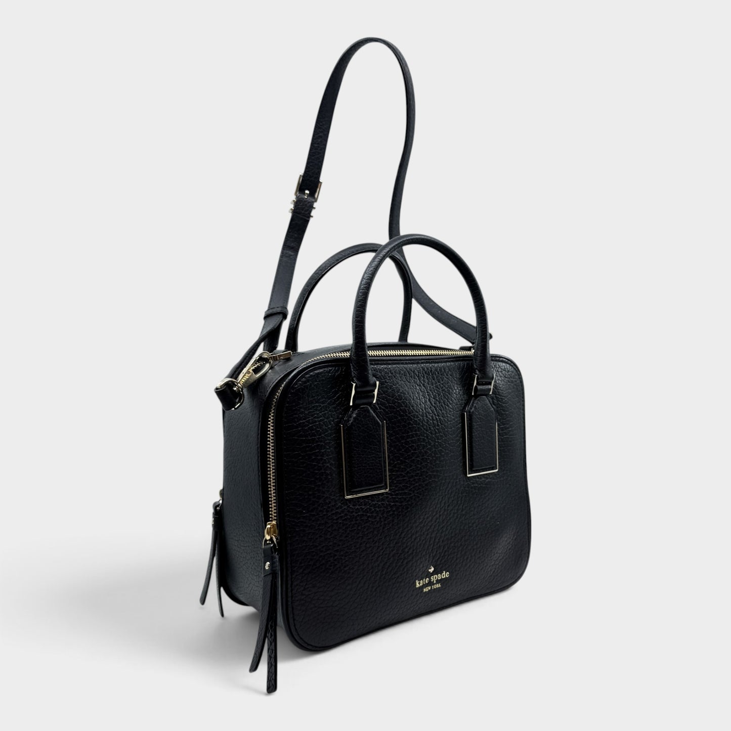 Kate Spade Black Grained Leather Cecil Court Elia Satchel Bag