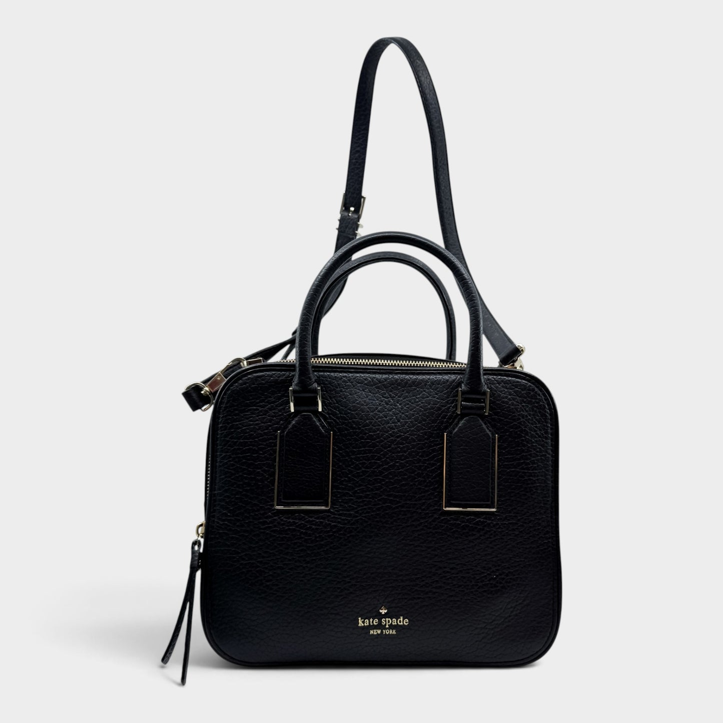 Kate Spade Black Grained Leather Cecil Court Elia Satchel Bag