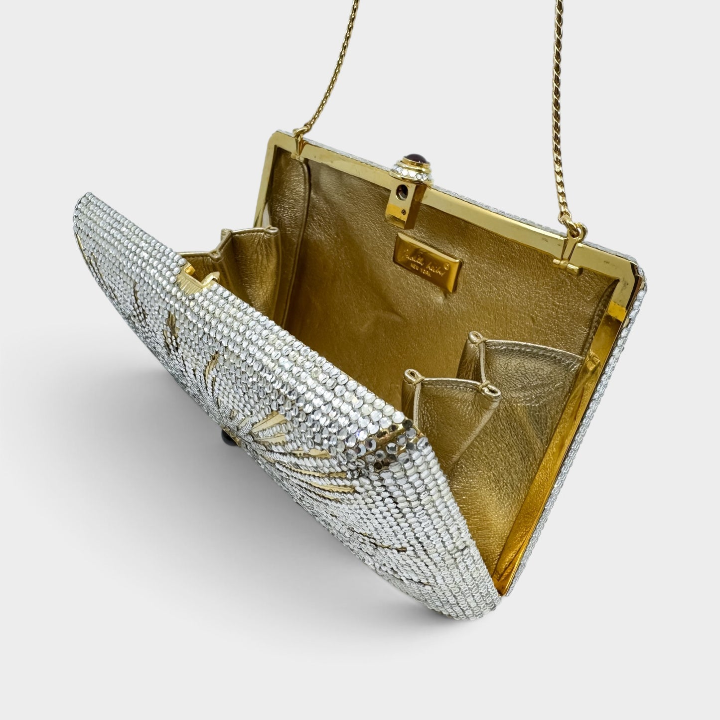 Judith Leiber Vintage Gold Starburst Box Minaudiere Clutch Bag [Rare]