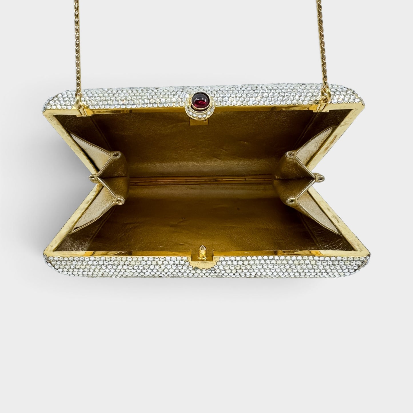 Judith Leiber Vintage Gold Starburst Box Minaudiere Clutch Bag [Rare]