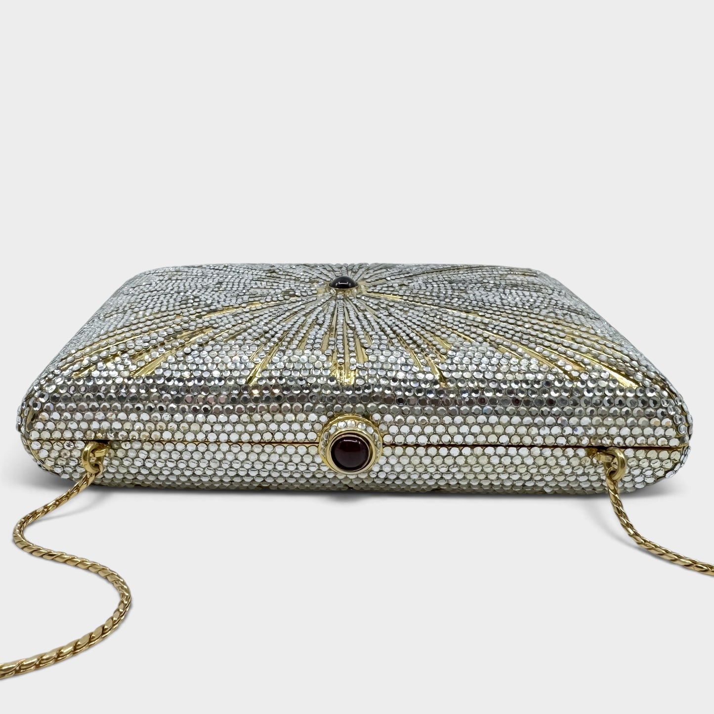 Judith Leiber Vintage Gold Starburst Box Minaudiere Clutch Bag [Rare]