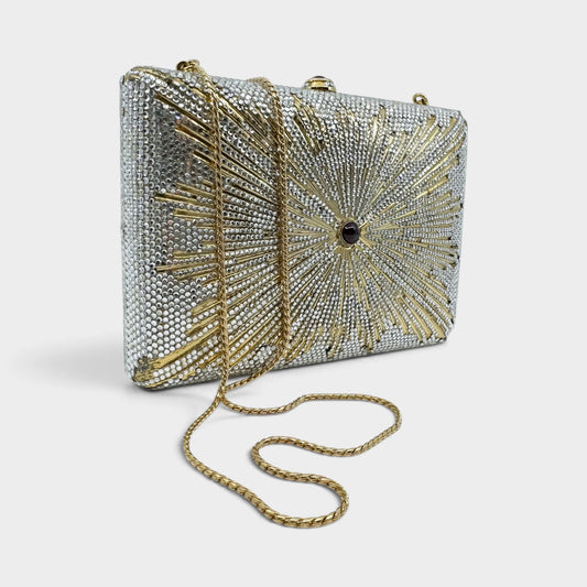 Judith Leiber Vintage Gold Starburst Box Minaudiere Clutch Bag [Rare]