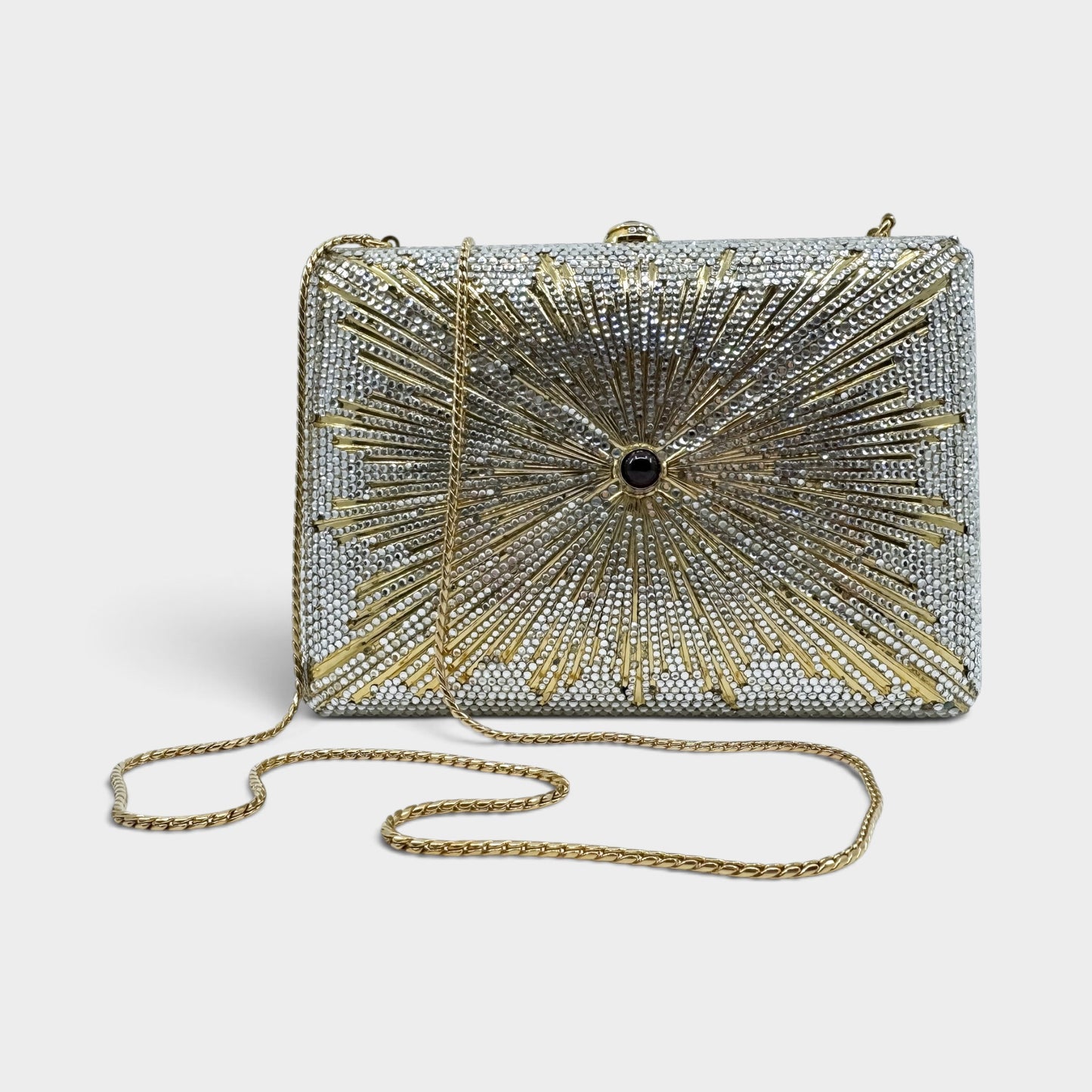 Judith Leiber Vintage Gold Starburst Box Minaudiere Clutch Bag [Rare]
