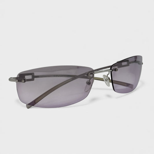 Gucci Vintage Rimless Purple Strass Logo Sunglasses GG1784/S