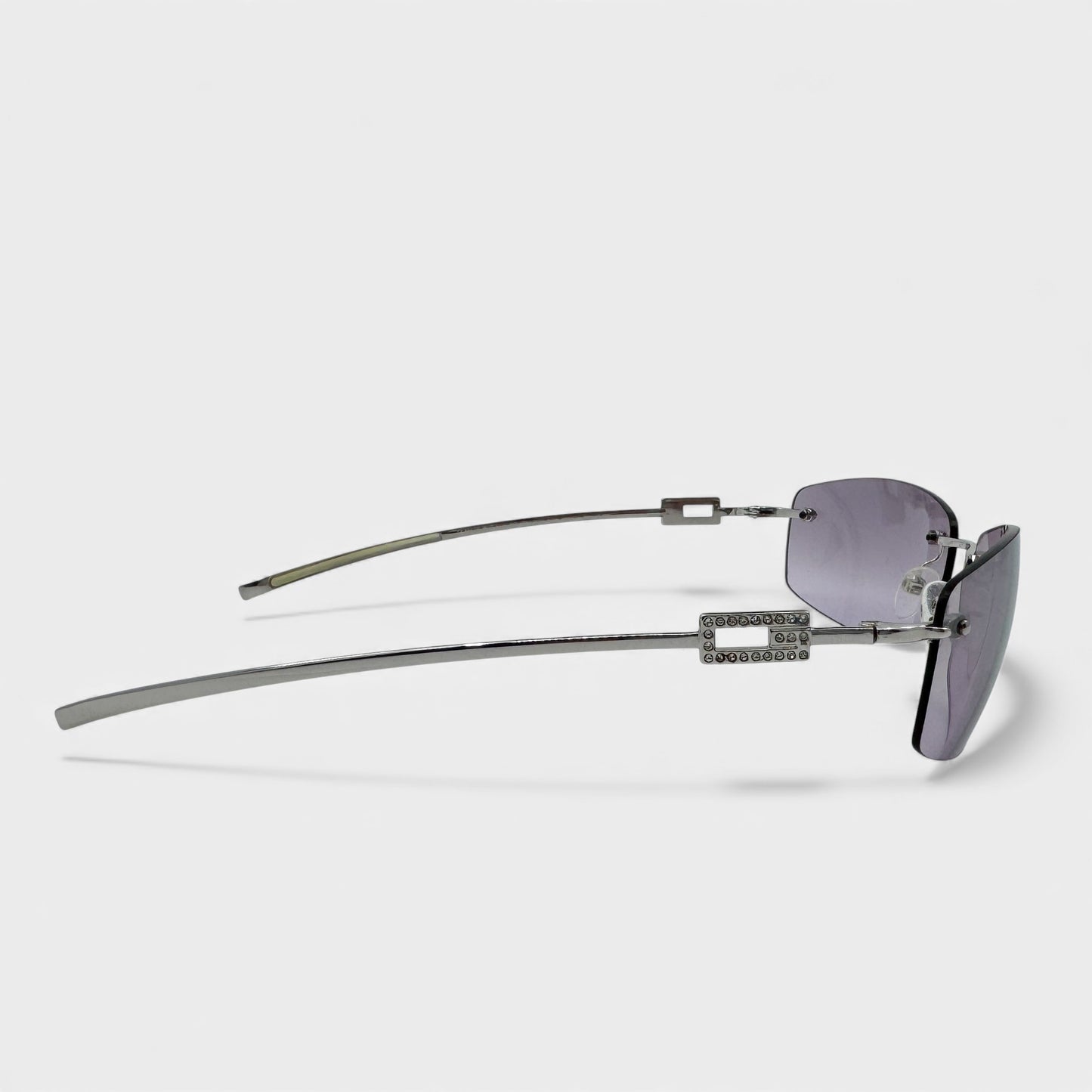 Gucci Vintage Rimless Purple Strass Logo Sunglasses GG1784/S