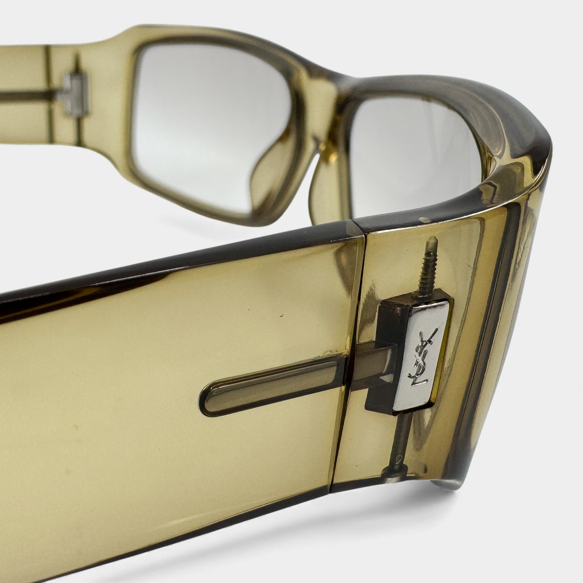 Yves Saint Laurent Vintage Olive Green Rectangle Sunglasses 