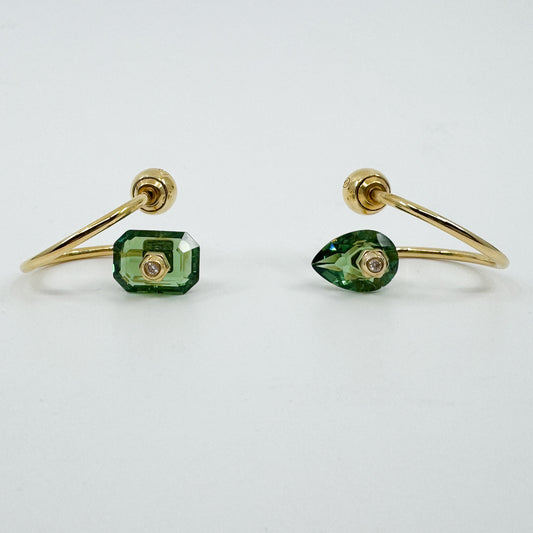 Swarovski Gold Plated Green Crystal Numina Drop Earrings [NEW]