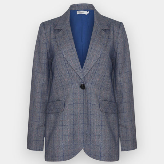 Zoe Kratzmann Scout Sapphire Blue Check Blazer Jacket 3 ~ AU14-16
