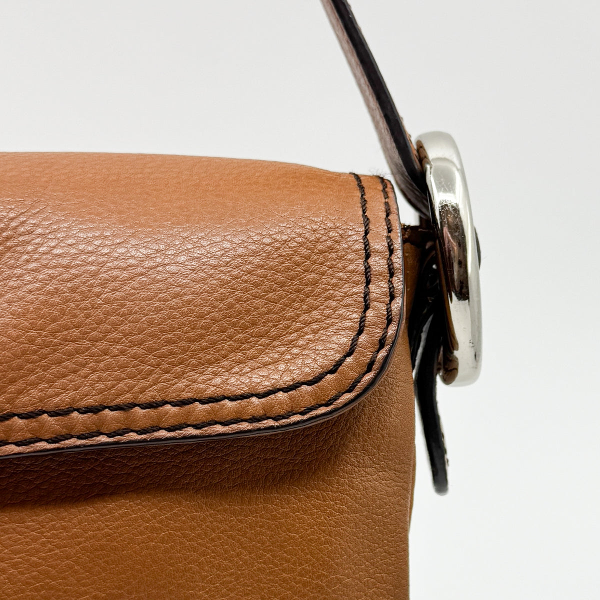 Oroton Y2K Tan Brown Leather Shoulder Bag