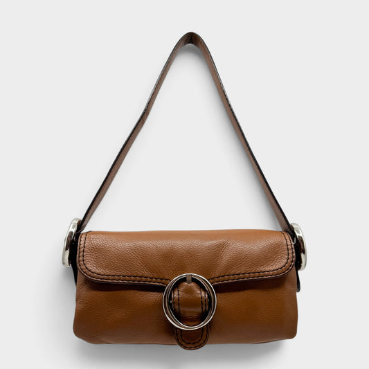 Oroton Y2K Tan Brown Leather Shoulder Bag