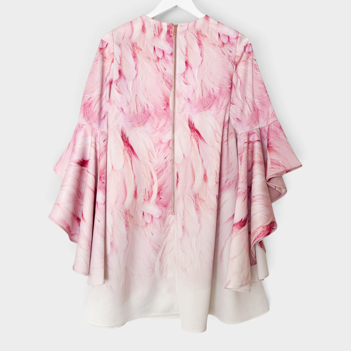 Ted Baker Sareina Pink Angel Falls Feather Print Mini Dress 0 ~ AU8-10