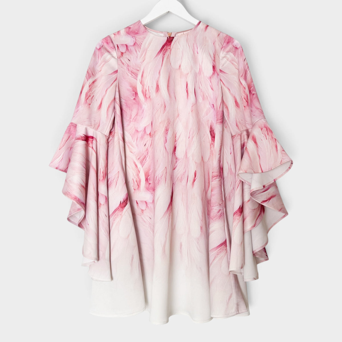 Ted Baker Sareina Pink Angel Falls Feather Print Mini Dress 0 ~ AU8-10