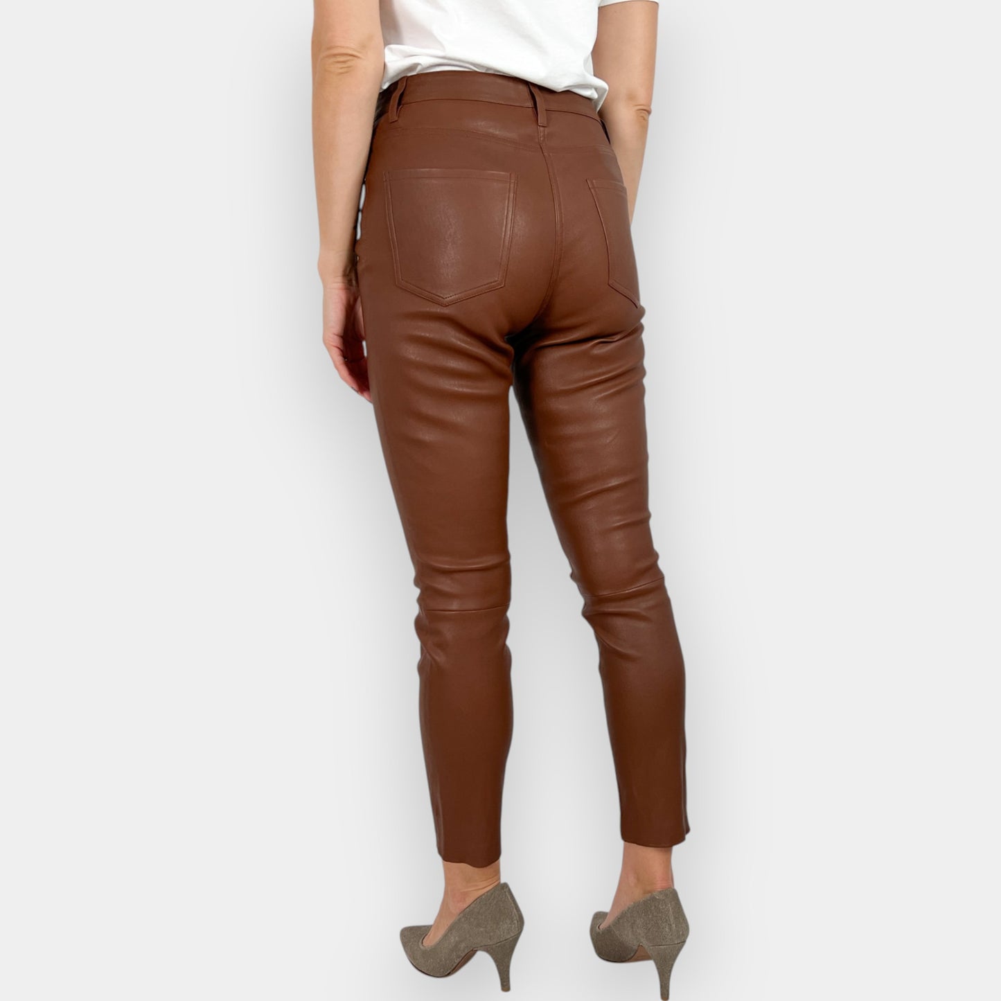 Theory Slim-Fit Brown Leather Leggings Jeans AU6 ~ AU8-10
