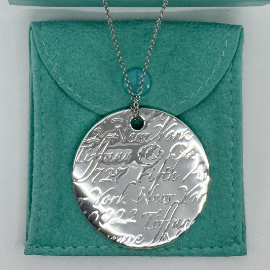 Tiffany & Co. Notes Circle Silver Pendant Chain Necklace [4 cm]