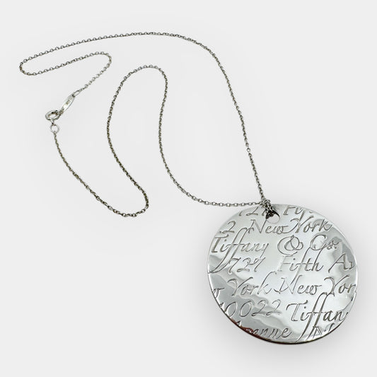 Tiffany & Co. Notes Circle Silver Pendant Chain Necklace [4 cm]
