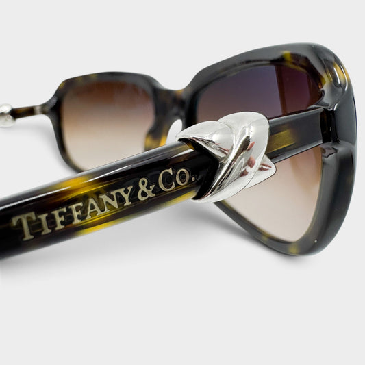 Tiffany & Co. Brown Tortoiseshell Rectangle Sunglasses [TF4023]