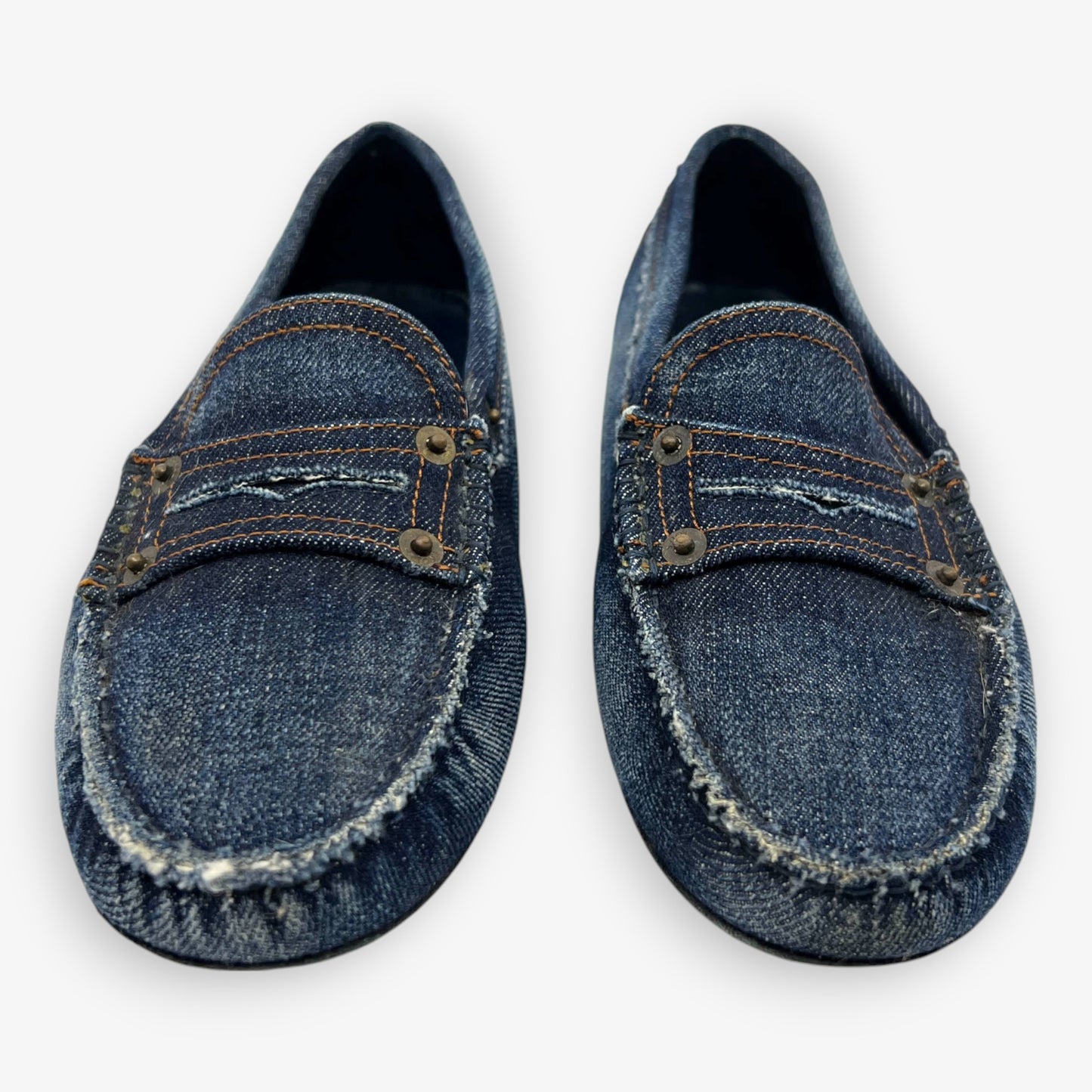 Tod's Blue Denim Gommino Penny Loafer Slip-On Shoes EU37.5 ~ AU6.5