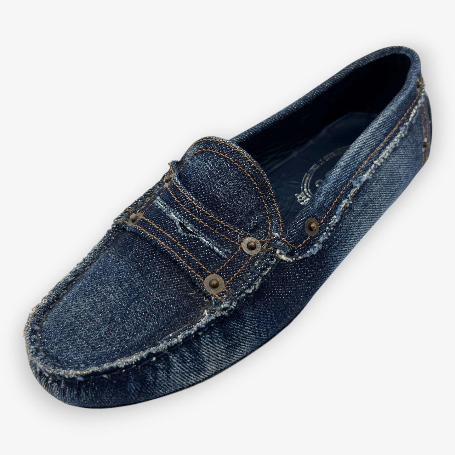 Tod's Blue Denim Gommino Penny Loafer Slip-On Shoes EU37.5 ~ AU6.5