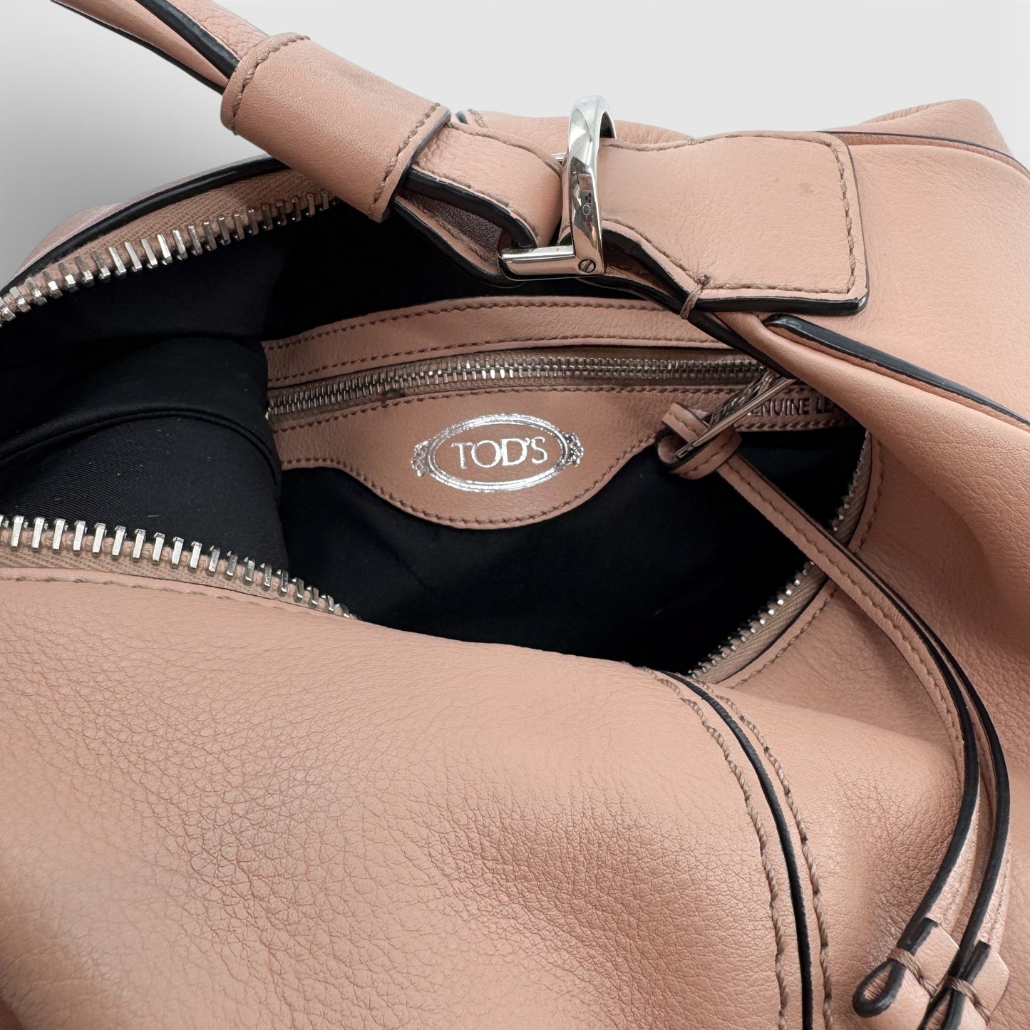 Tod's Peach Pink Leather Micky Hobo Shoulder Bag